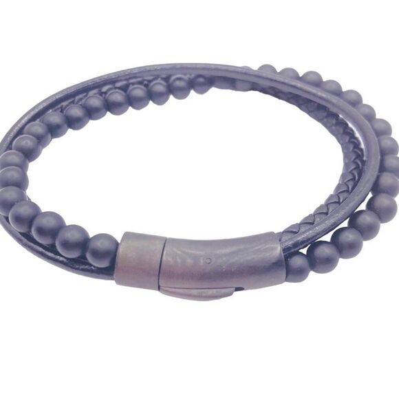 Black onyx multi strand wrap bracelet - Picture 2 of 5